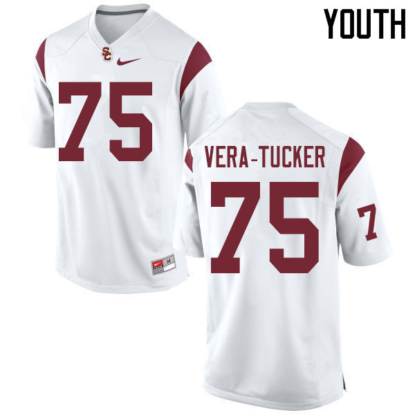 Youth #75 Alijah Vera-Tucker USC Trojans College Football Jerseys Sale-White - Click Image to Close